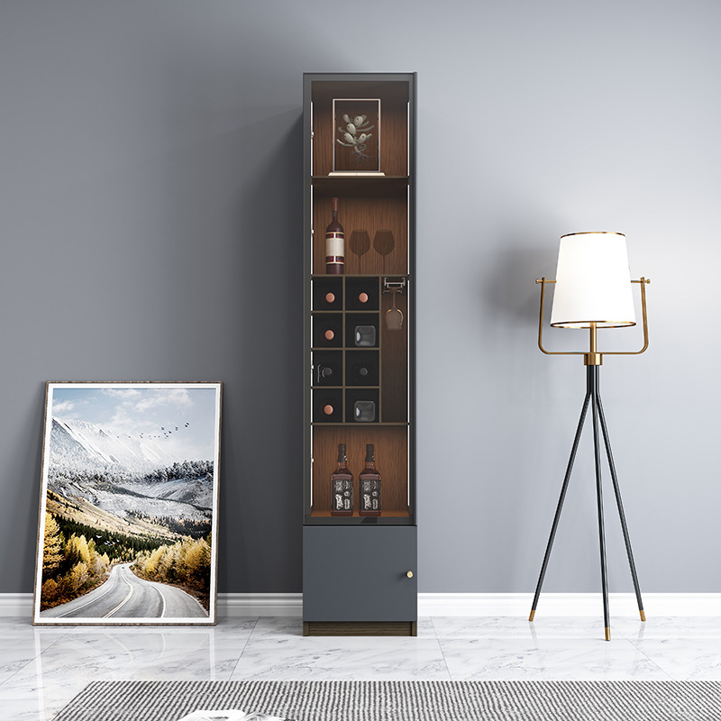 客厅小酒柜窄北欧现代简约一体靠墙家庭轻奢餐边玻璃展示大酒柜子