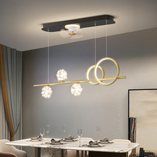 餐厅风扇灯现代简约轻奢LED长条饭厅餐吊灯北欧个性星空吧台吊灯
