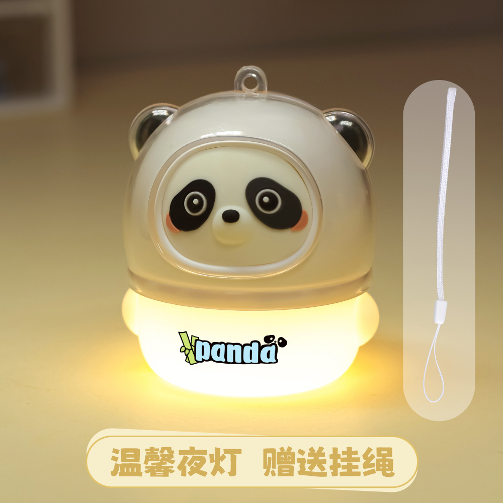 2023 New Desktop Panda Ornaments Wholesale Cute Small Night Lamp Girls' Gifts Dormitory Small Objects with Lanyard