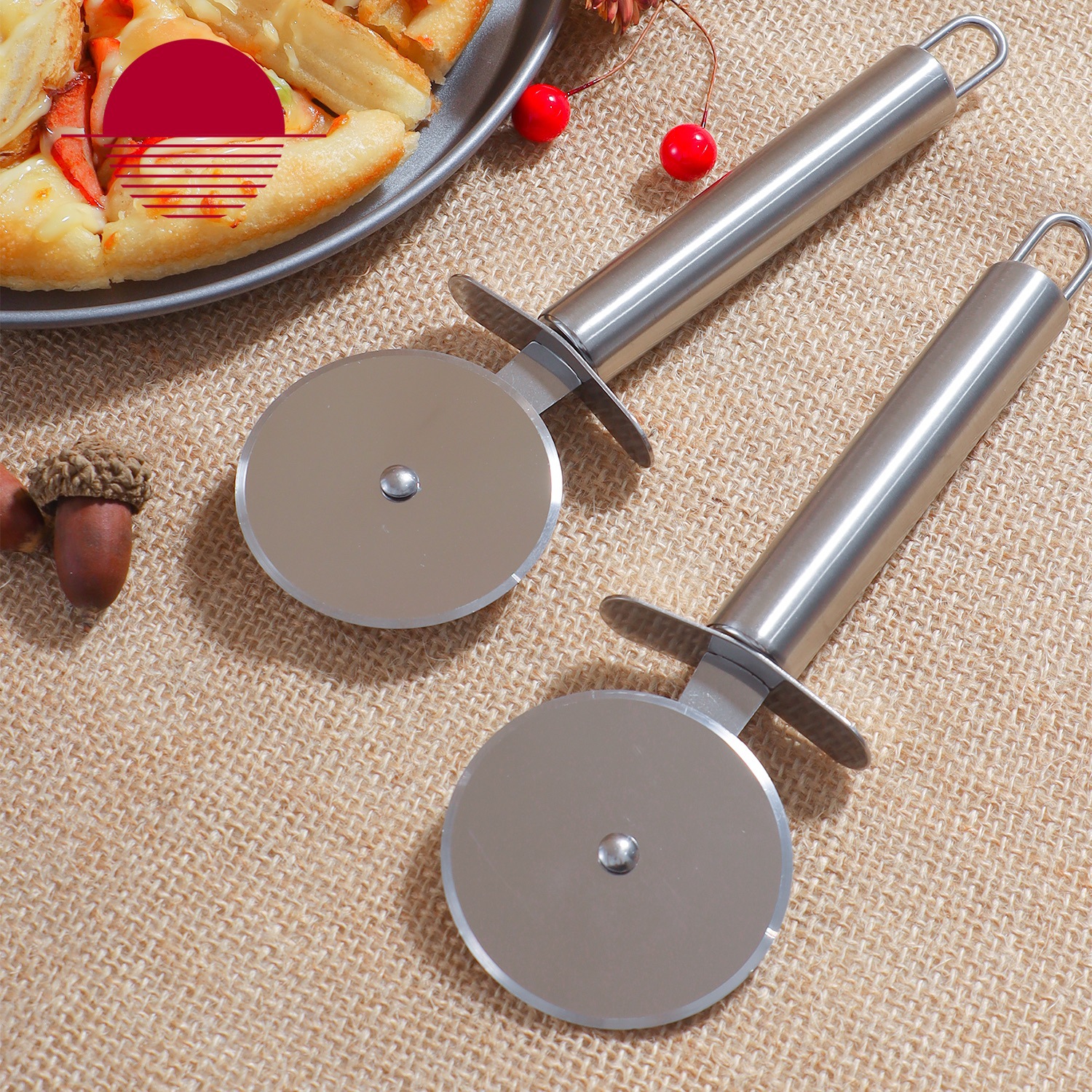 Stainless Steel Pipe Handle Single Wheel Pizza Cut Pizza Wheel Hob Pizza Cutter Pie Separator Kitchen Gadget