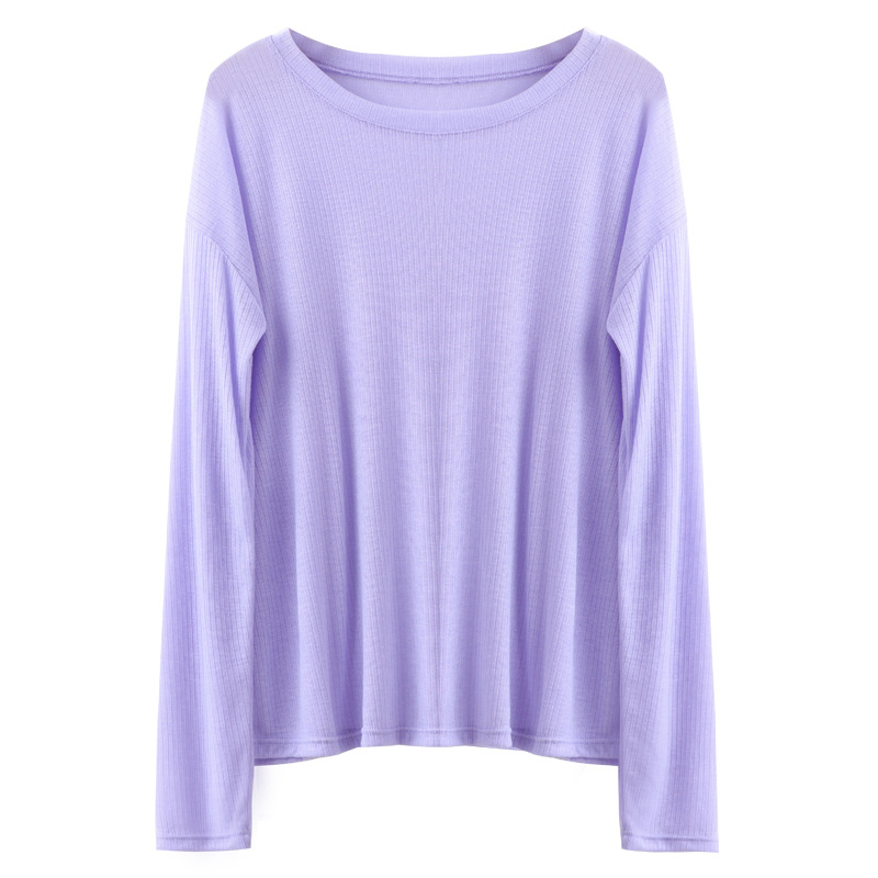 Women's Korean-Style Ins All-Match Long-Sleeved White T-shirt Loose and See-through Thin Spring Ice Silk Pullover Sun Protective Blouse Top