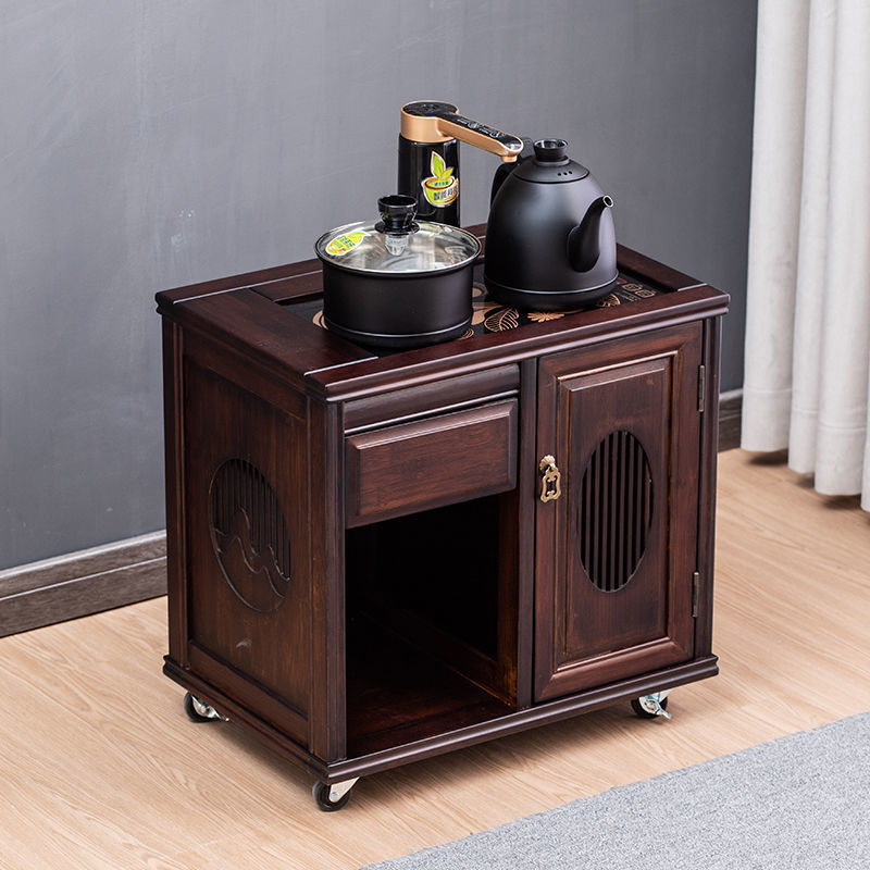 移动茶水柜家用餐边柜酸枝色茶吧机金灶全自动烧水台带门茶柜整装