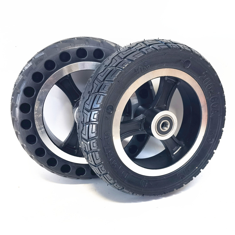 8寸电动滑板车轮子200x50实心轮胎200*60前轮实心胎整轮套装