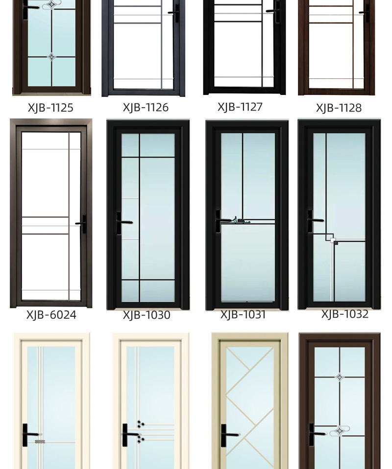 佛山厂家定制窄边框隔音钢化中空玻璃门铝合金工程厕所门卫生间门