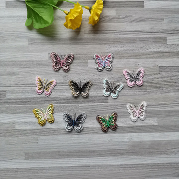 c05复古金线绣花贴片蝴蝶刺绣布贴补丁贴手工diy饰品装饰服装辅料