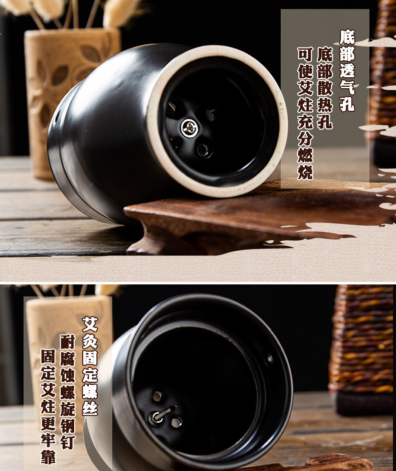 双层艾灸罐陶瓷罐刮痧魔灸罐温灸罐艾灸杯美容院源头工厂批发定制