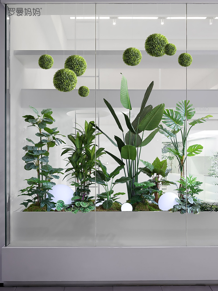 田园风大型绿植造景旅人蕉组合盆栽景观植物装饰商场酒店摆设