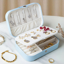 韩版首饰收纳盒旅行便携式珠宝盒小巧戒指耳环饰品盒包装现货批发