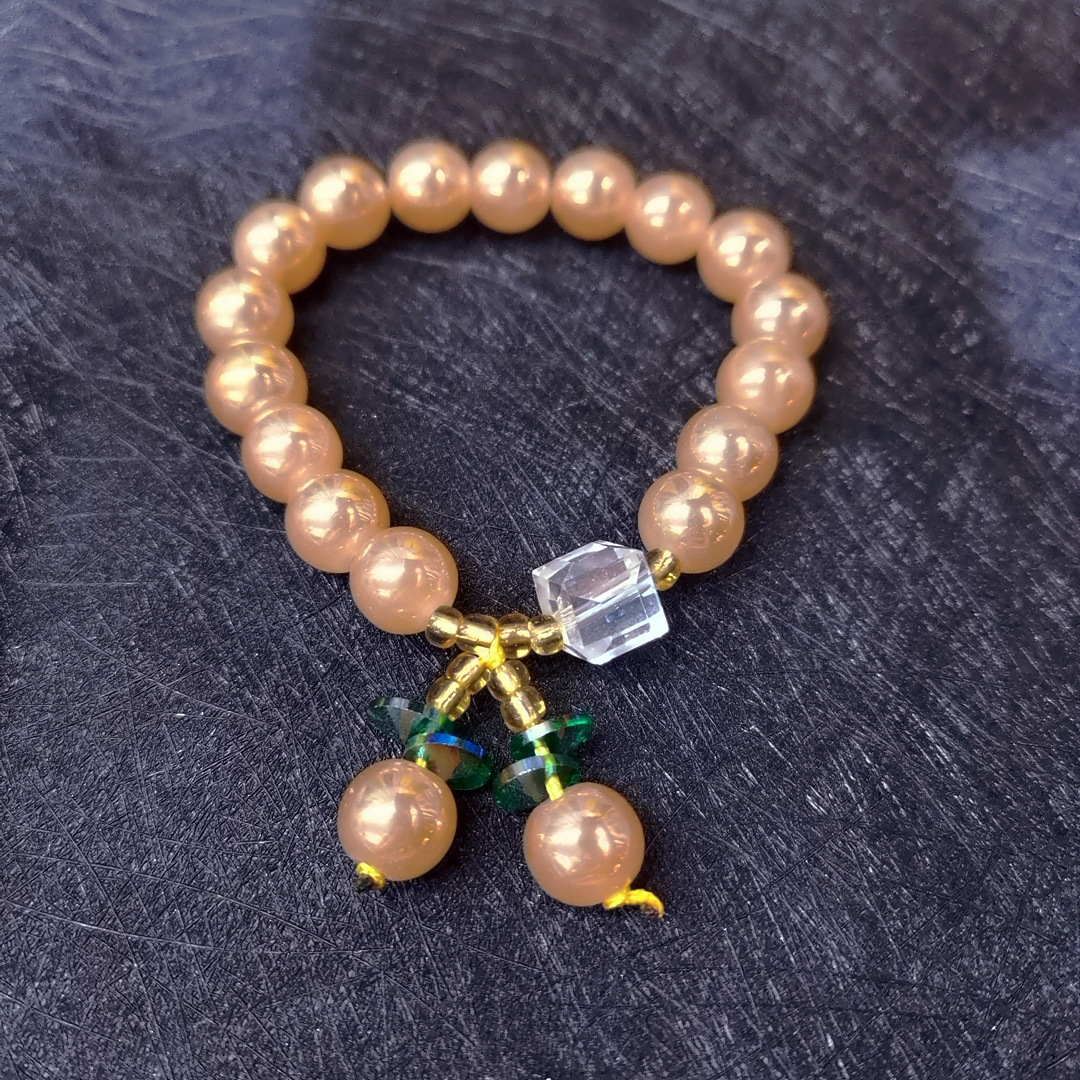 高仿香槟色玛瑙圆珠单圈手链施华洛水晶饰品直播活动礼品江湖地摊