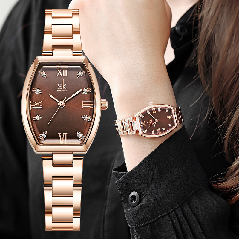 sk胜刻新款女士商务手表时尚经典酒桶型小众高级感防水石英表0203