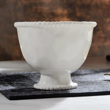 欧式工艺陶瓷复古珍珠高脚碗 釉下彩瓷器碗 餐厨美食一体餐碗瑕疵
