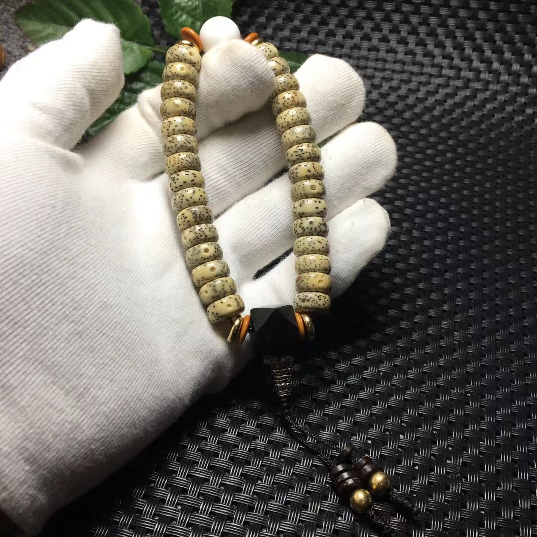 星月菩提手串原生态玉料5*10药片手链 老籽diy佛珠 原色高密菩提