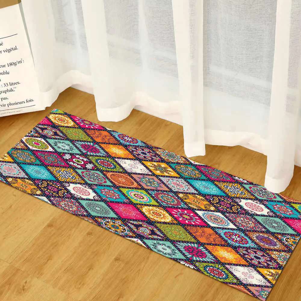 Cross-Border Hot Selling Ethnic Style Doormat Bohemian Floor Mat Kitchen Bathroom Non-Slip Absorbent Floor Mat Bedroom Carpet