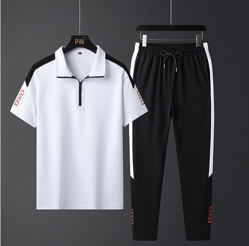 运动套装男夏季薄款短袖长裤两件套休闲男装t恤男士运动服装