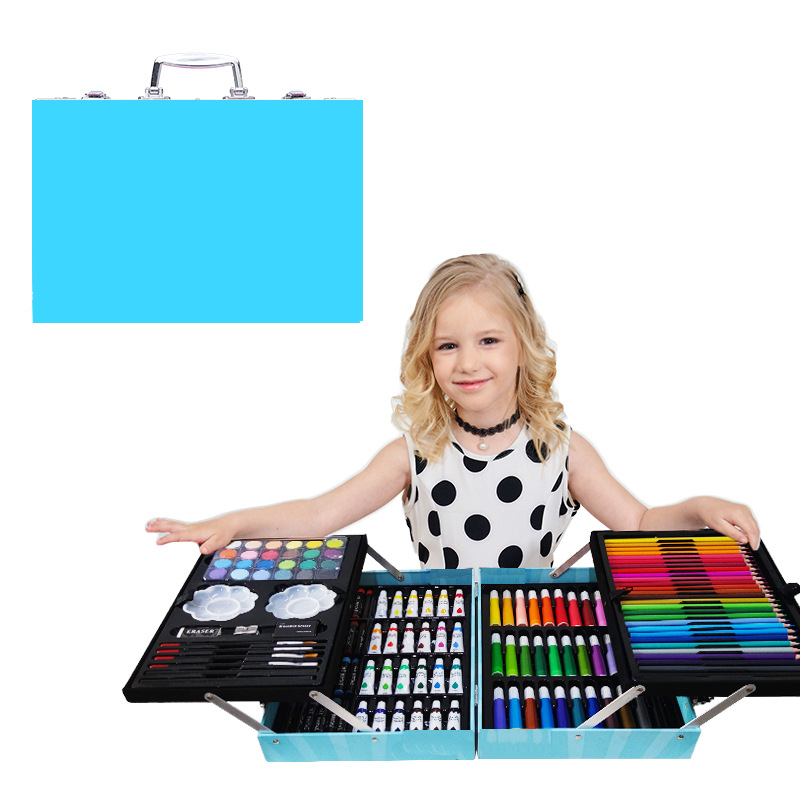 stationery  200pc Brush Crayon Children's Painting Kit Primary School Student Art Class Paint Drawing Tools Watercolor Pens Set
