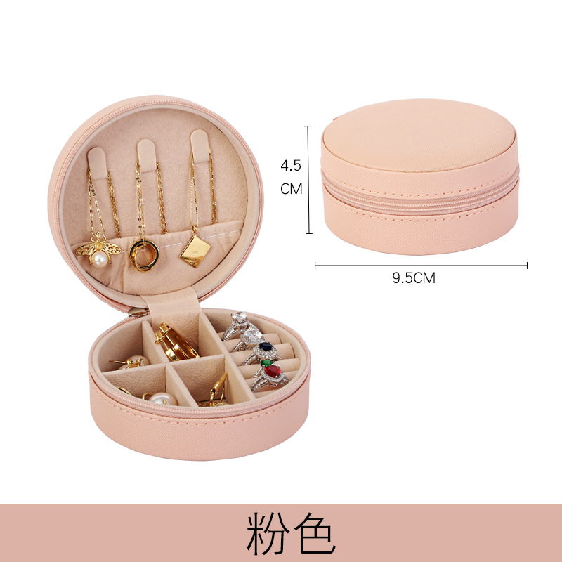 Round PU Leather Jewelry Storage Box Stud Earrings Earrings Jewelry Jewelry Storage Box Storage Box Portable Jewelry Box Now