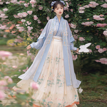 春夏季女款汉服女宋制长干寺齐腰百迭一片式日常秋冬长褙子齐腰裙