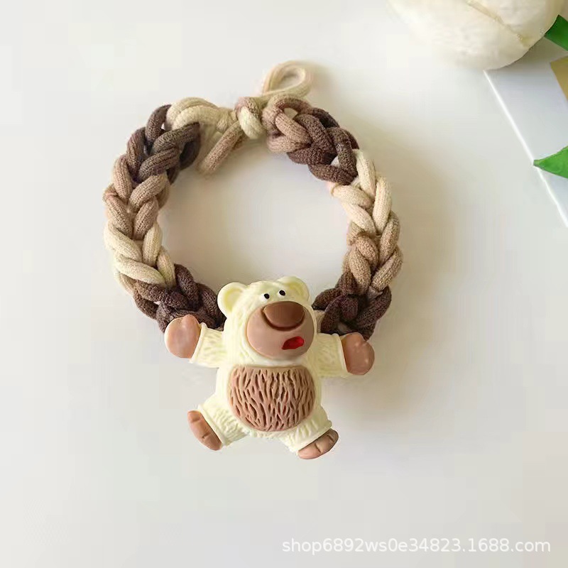 diy草莓熊小皮筋送男朋友专属手工自制头绳可爱发圈手环情侣手链