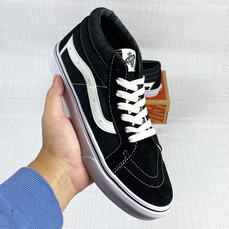 隆万斯中帮黑白os经典50周年纪念款帆布鞋男鞋秋季学生板鞋sk8mid
