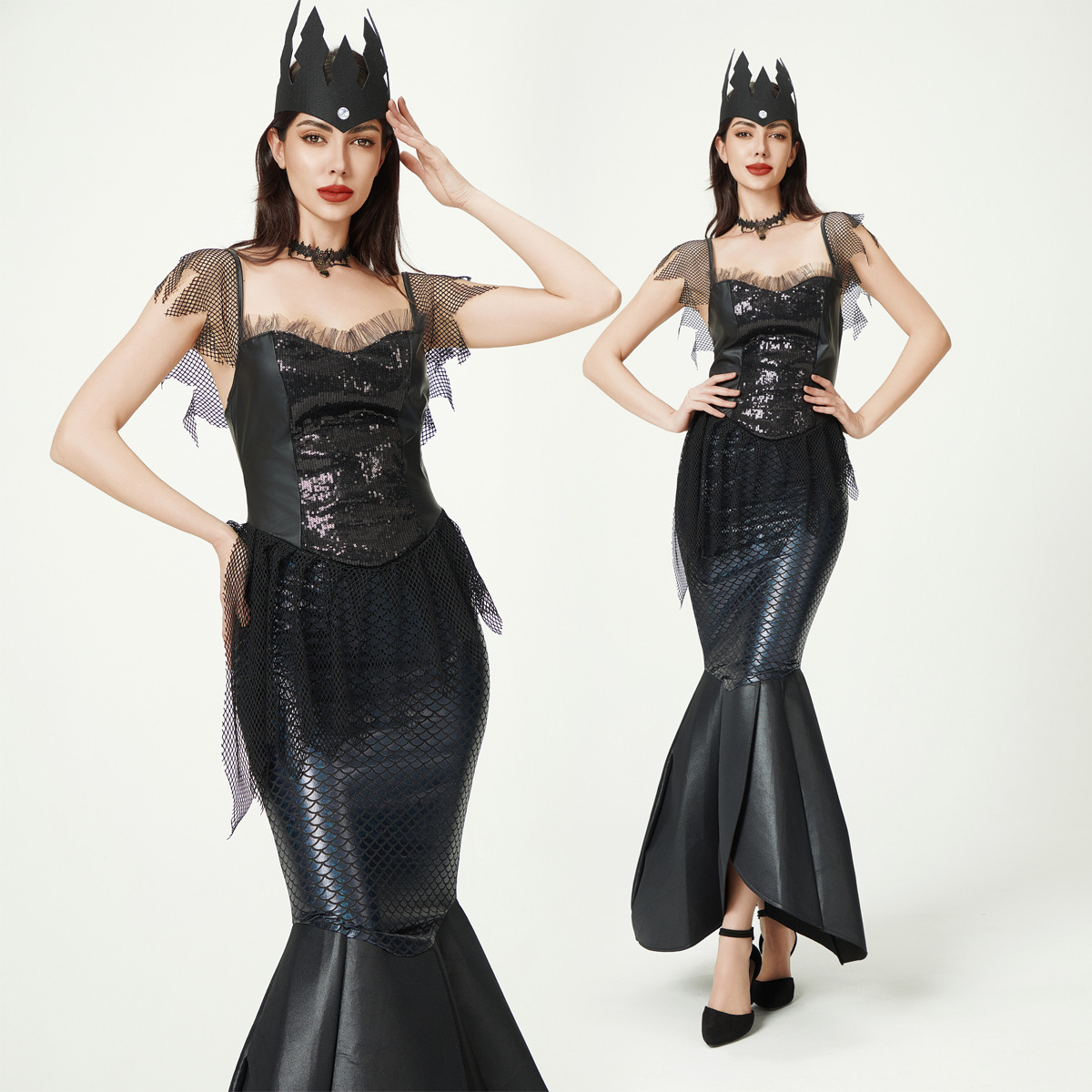 万圣节成人服装美人鱼公主服演出舞台表演服暗黑精灵欧美性感长裙