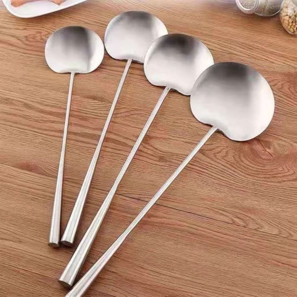 Stainless Steel Shovel Manual Thickened Creative Spatula Guizhou Flat Spatula Long Handle Chef Spatula Commercial Household