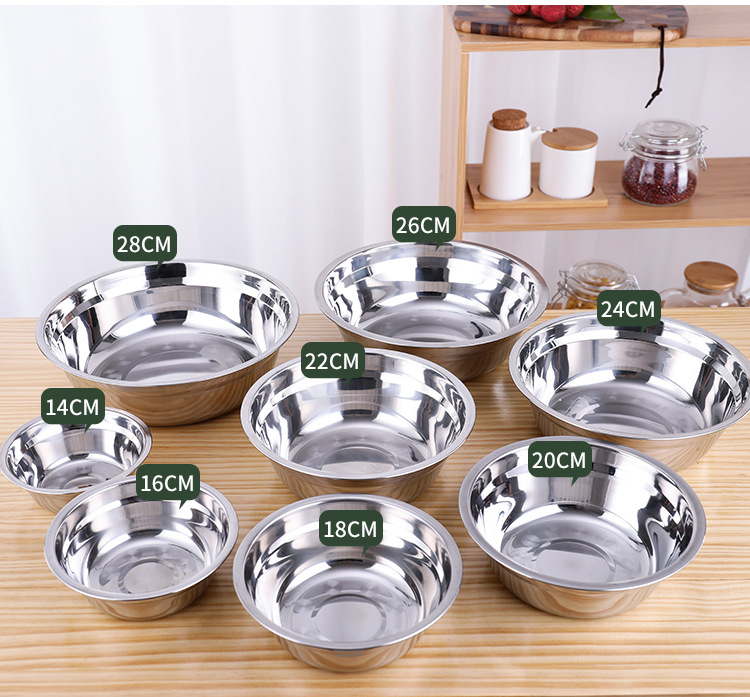 Stainless Steel Bowl Basin Soup Plate Household Basin Canteen Factory Thickened 5 Yuan Shop Large Basin Kitchen Sink Yuan Shop Soup Bowl