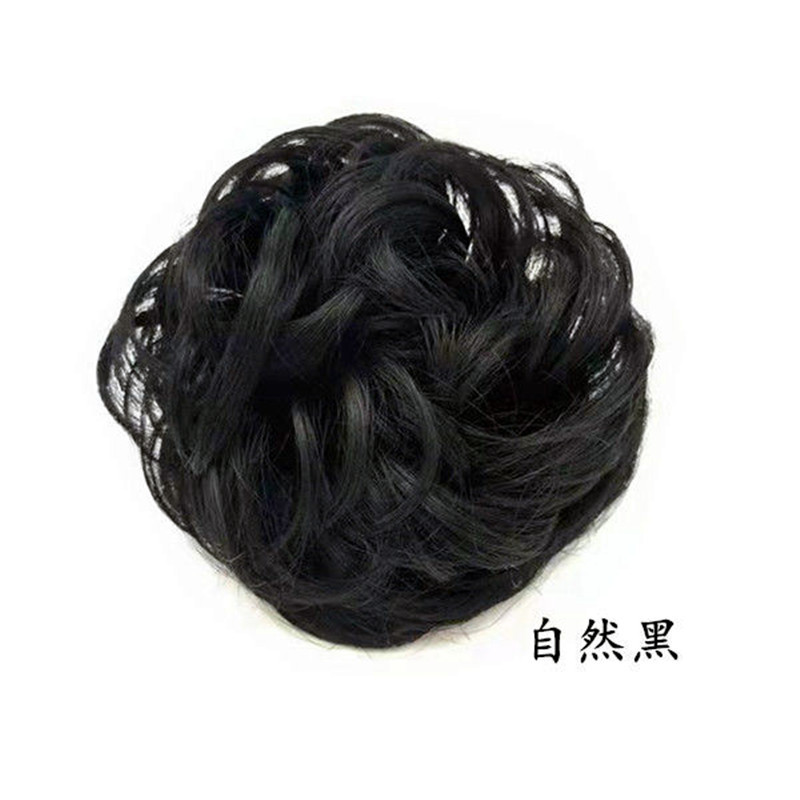 Realistic Wig Hair Band Rubber Band Hair Bag Updo Latte Art Small Balls Bud Female Headdress Flower Fluffy Curly Hair Large Hair Tie