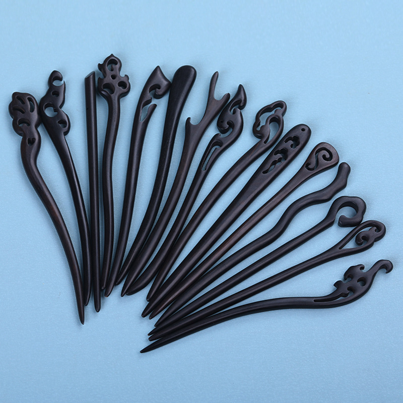Ebony Hairpin Purple Sandalwood Wooden Hair Clasp Antique Hair Accessories Hairpin Wholesale Headdress for Han Chinese Clothing Simple Retro Pull Hair Clasp