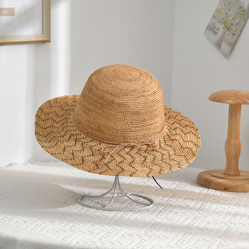 Summer Uv Protection Big Brim Straw Hat Hand-Woven Seaside Vacation Beach Hat Sun-Proof Face Cover Sun Hat Female Fashion