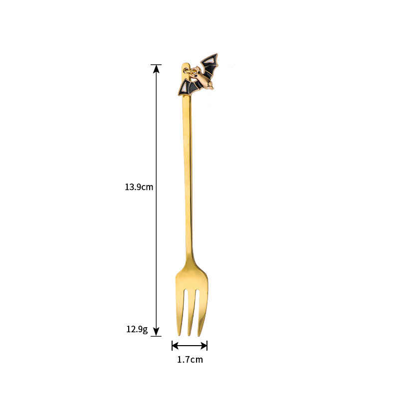 2022 New Stainless Steel Cute Cartoon Wansheng Pendant Dessert Afternoon Tea Coffee Spoon Fork Factory Wholesale Spot