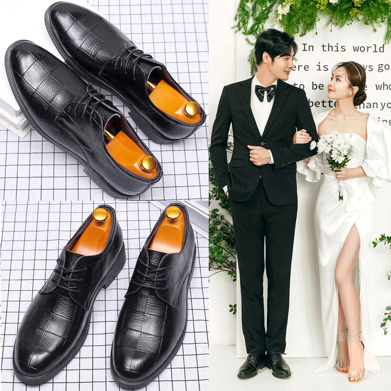 2021新郎结婚拍婚纱照礼鞋韩版英伦商务休闲皮鞋青年男士西装伴郎