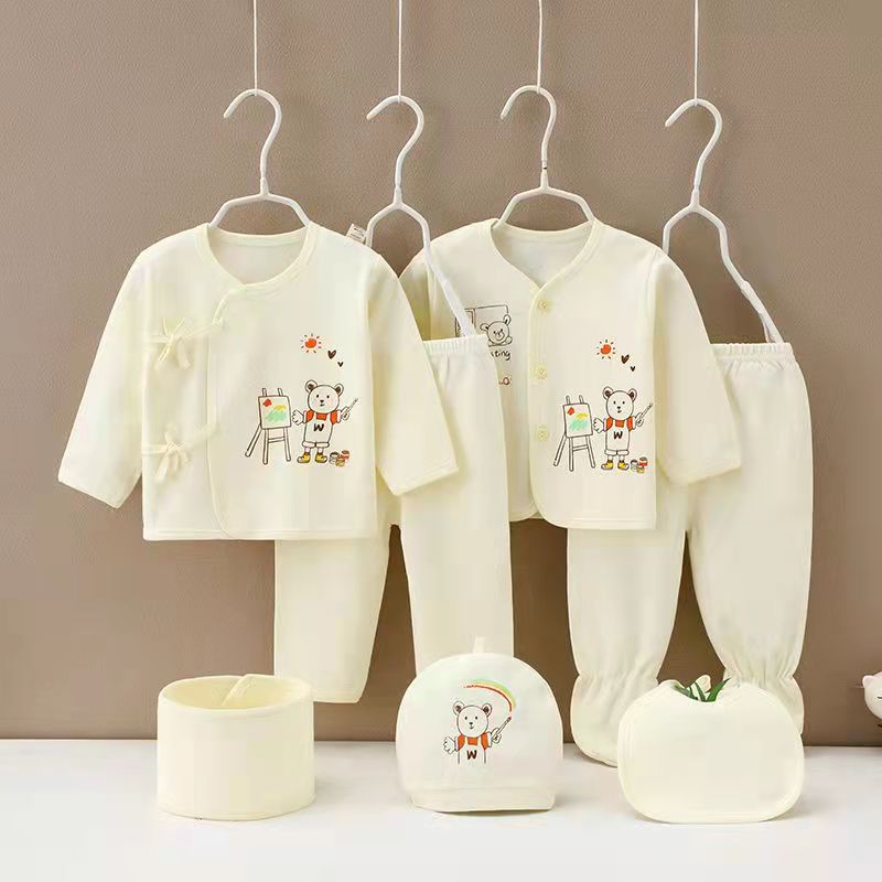 Plastic Bag Cotton Newborn Seven-Piece Newborn Baby Rompers Baby Match Sets Clothing Supplies Gift Bag