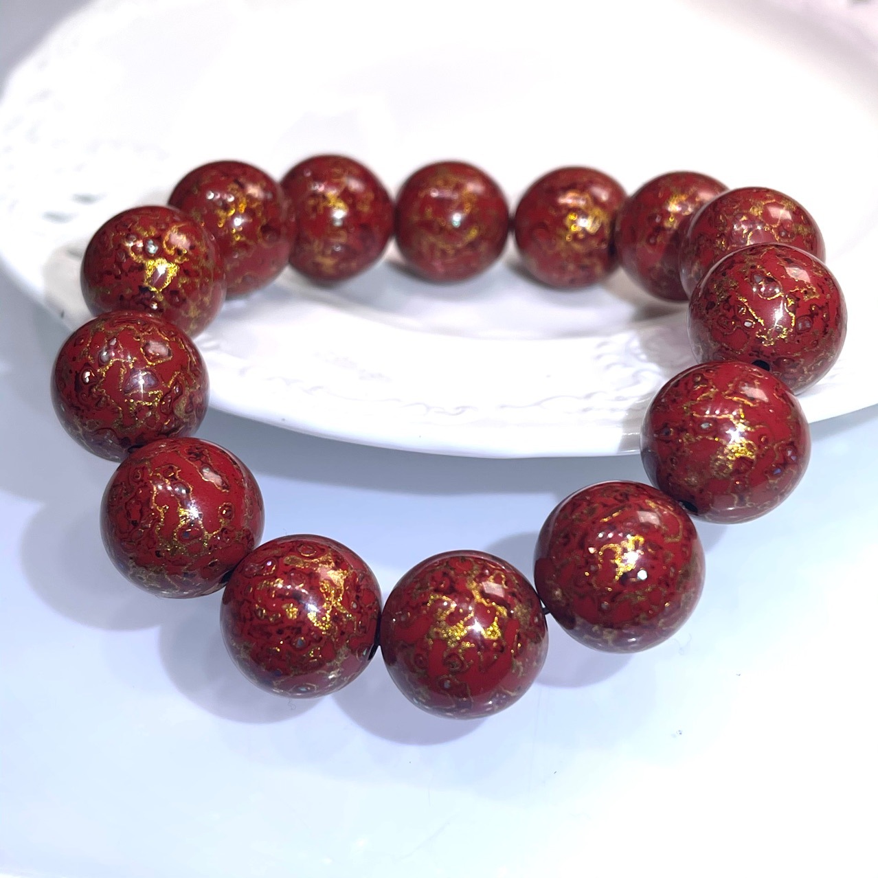 正红色大漆手链新年礼物非物质文化遗产本命年