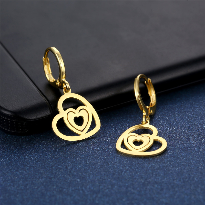 European and American Foreign Trade Retro Internet Hot Love Earrings Female Stainless Steel Cross-Border Fashion New Style Personalized Eardrops Ear Rings