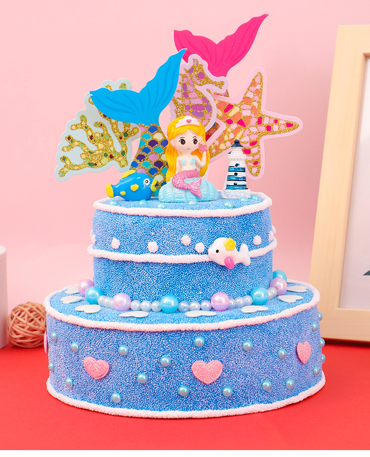 儿童diy双层仿真蛋糕制作材料包雪花泥黏土幼儿园手工生日蛋糕
