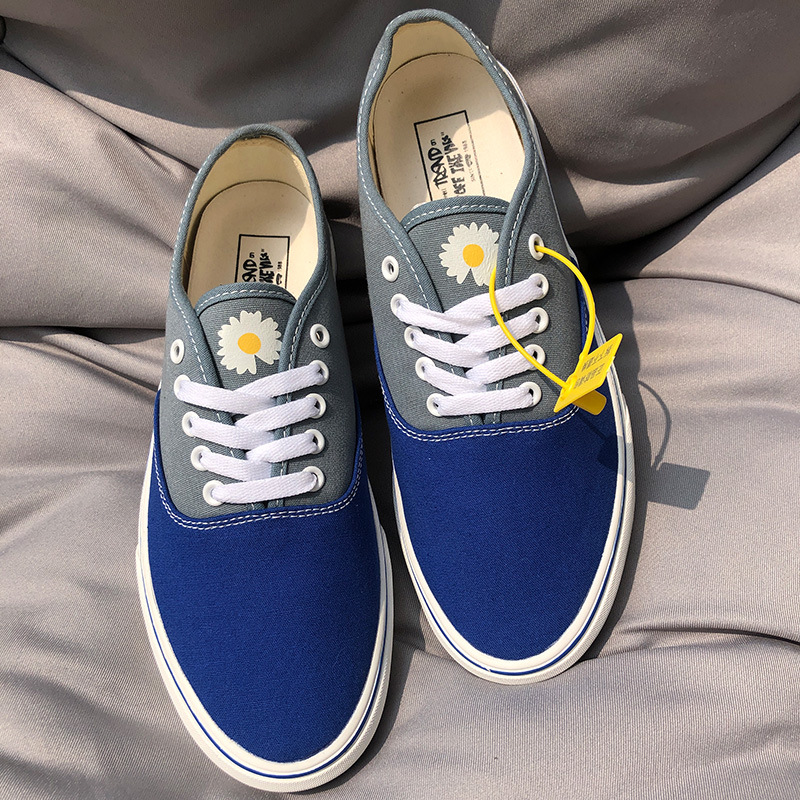 隆万斯小雏菊印花低帮男女鞋权志龙同款新款安纳海姆帆布滑板鞋子