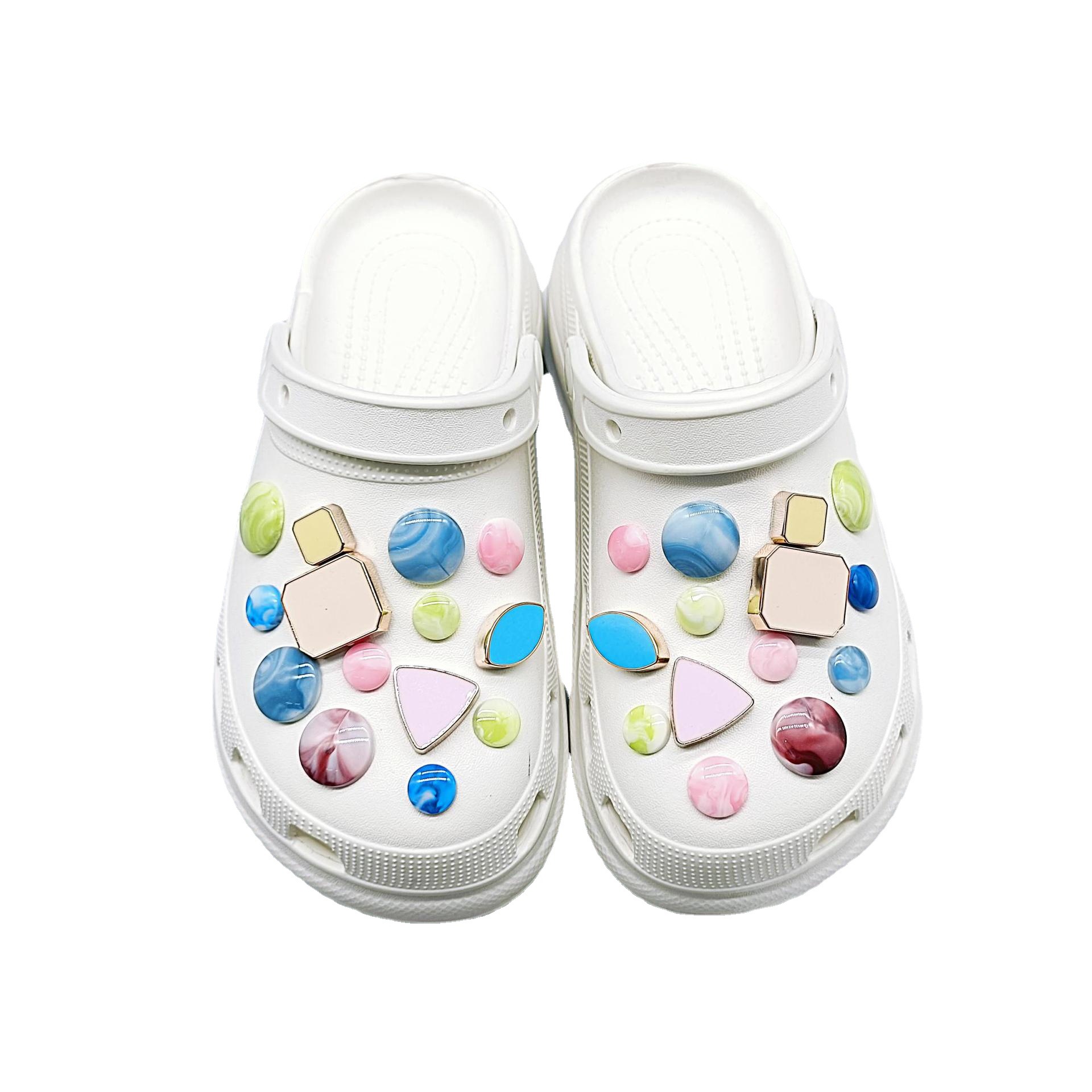 2022 Foreign Trade New Coros Shoes Decorative Candy Color Cute Macaron Geometric Set Shoe Ornament Shoe Buckle Accessories