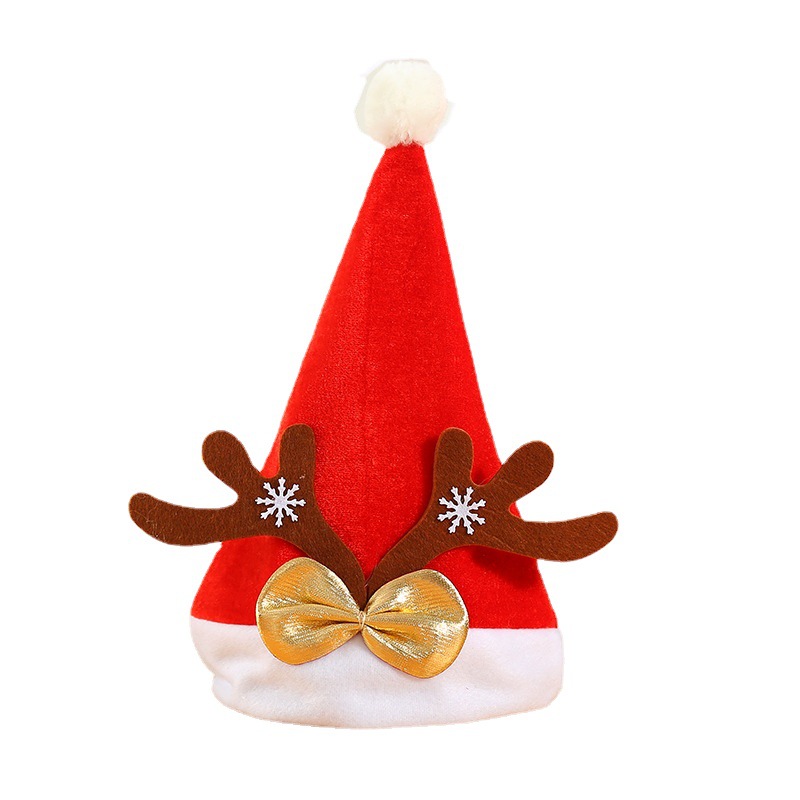 New Festival Adult Red Gold Velvet Thickened Christmas Hat Children's Party Antler Hat Christmas Decorations