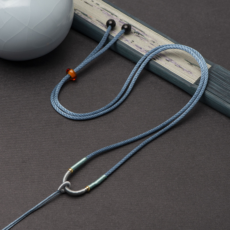 伸缩吊坠挂绳男女黑红项链绳编织玉佩平安扣抽拉挂坠挂脖子绳批发