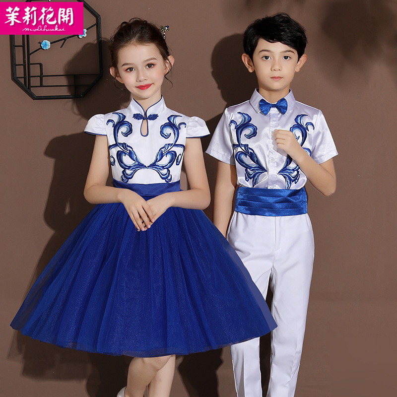六一儿童节中国风大合唱团演出服中小学生男女童舞蹈朗诵表演服装