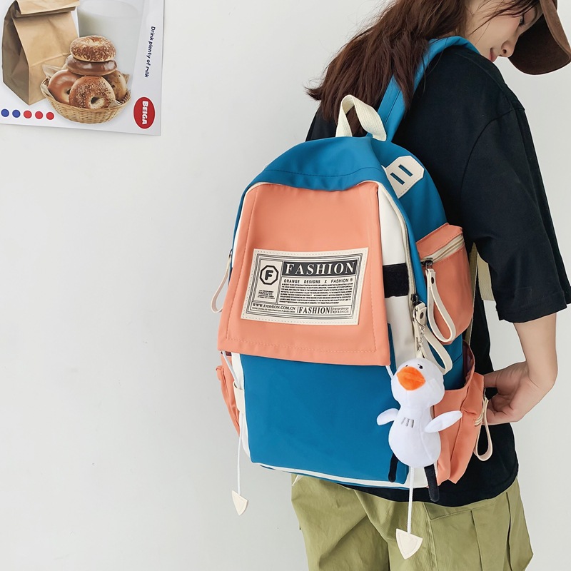 Schoolbag Female Junior High School Student Simple All-Matching College Students' Backpack Ins Trendy Large Capacity High School Student Backpack Summer