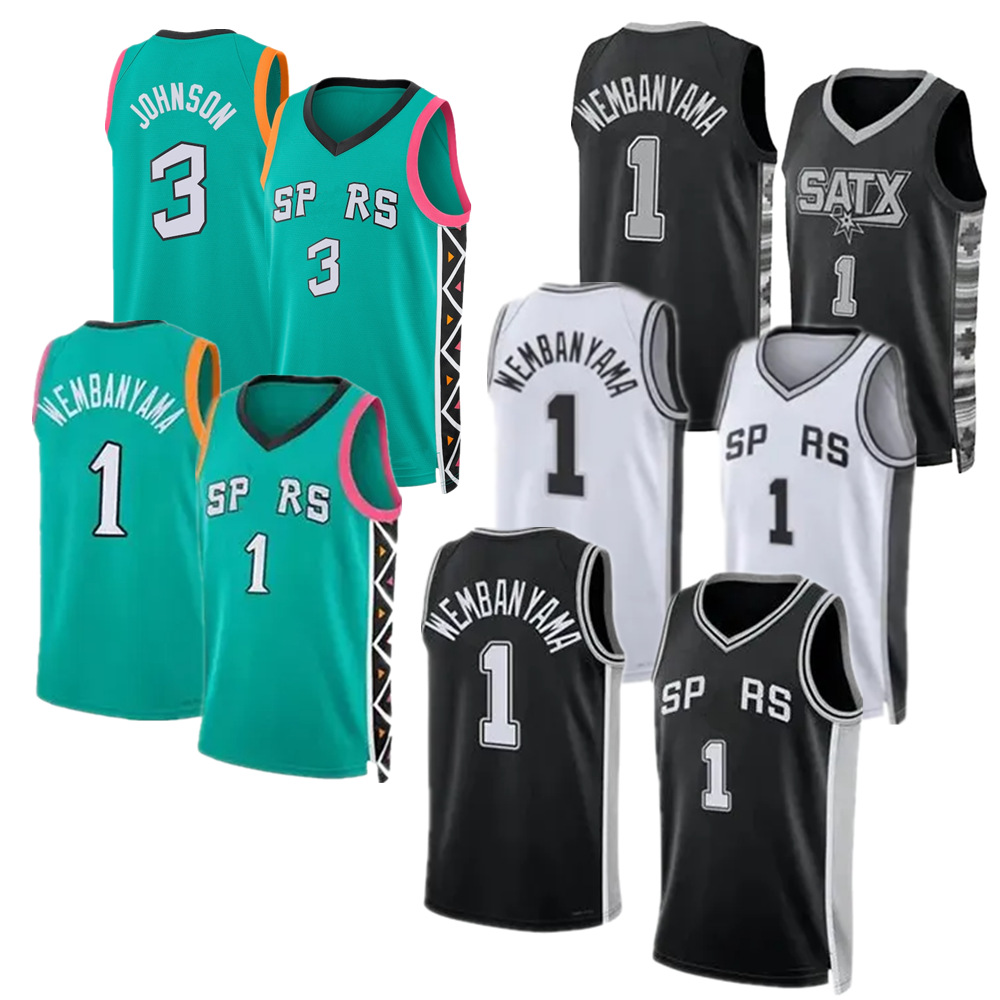 马刺1号文班亚马 wembanyama jersey 美国篮球服刺绣球衣外贸批发