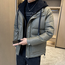 国标 50绒 连帽假两件羽绒 男休闲立领羽绒服 A329-S2808