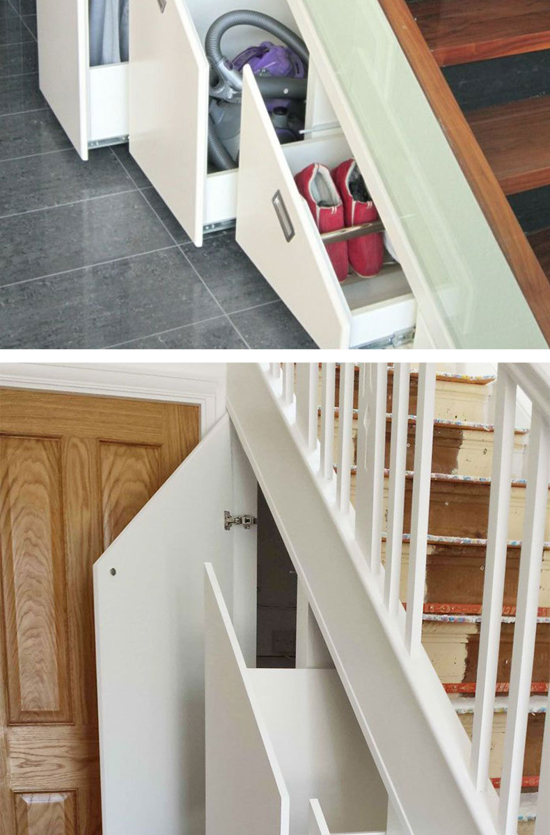 楼梯底柜滑轨下储物柜轨道鞋柜抽拉导轨加厚承重重型底装三节滑道