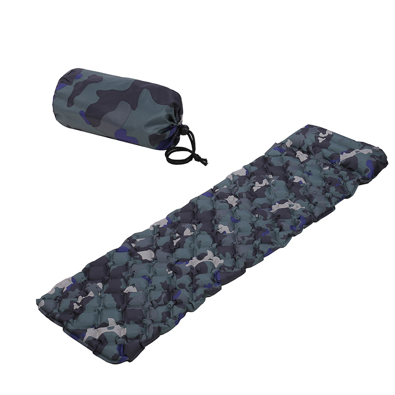 TPU Belt Pillow Rhombus Inflatable Mattress Outdoor Camping Moisture Proof Pad Single Mattress Ultralight Beach Mat Camouflage Mattress