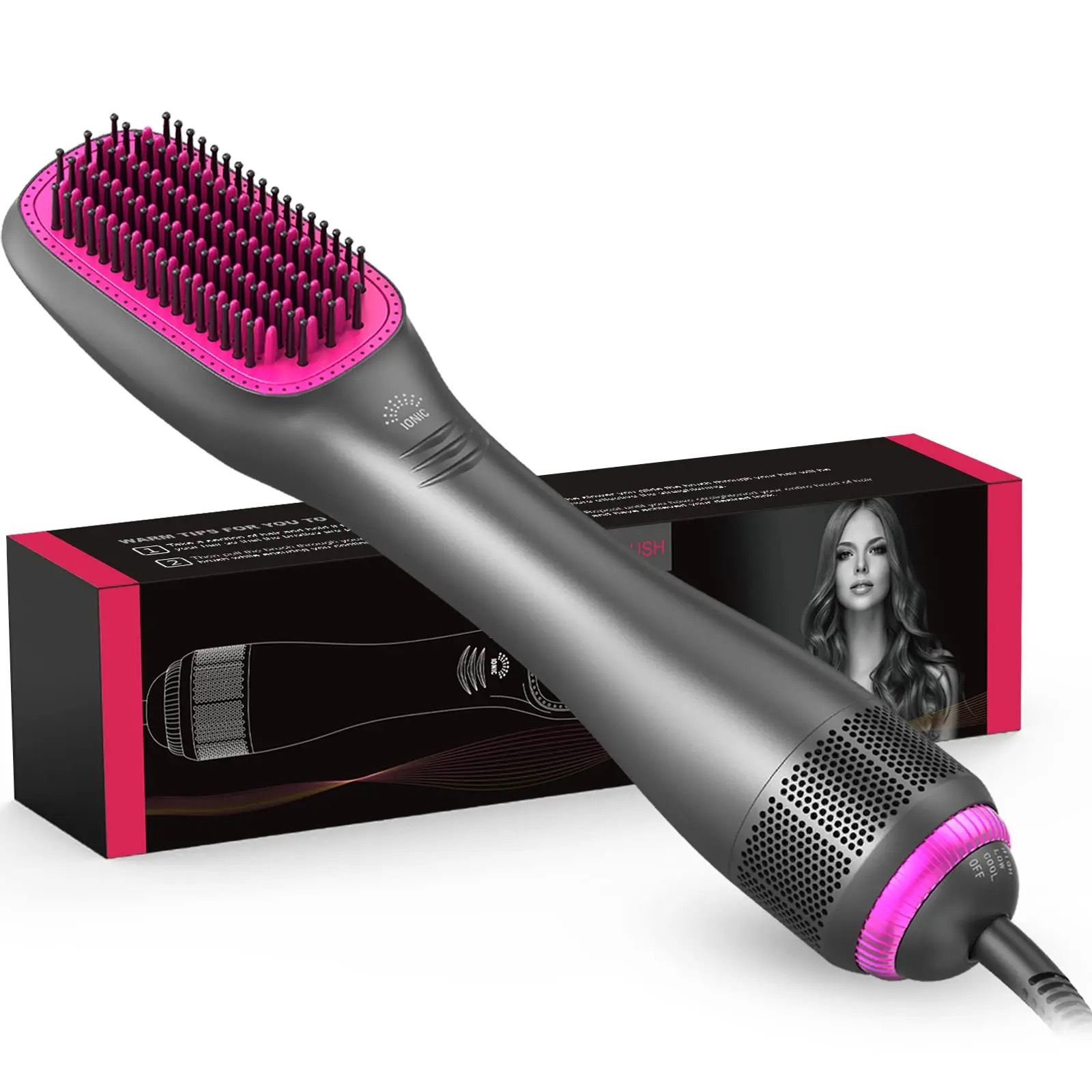 new spot three-in-one hot air comb hairdressing comb hair dryer comb hair perm quick curling iron electric hair comb