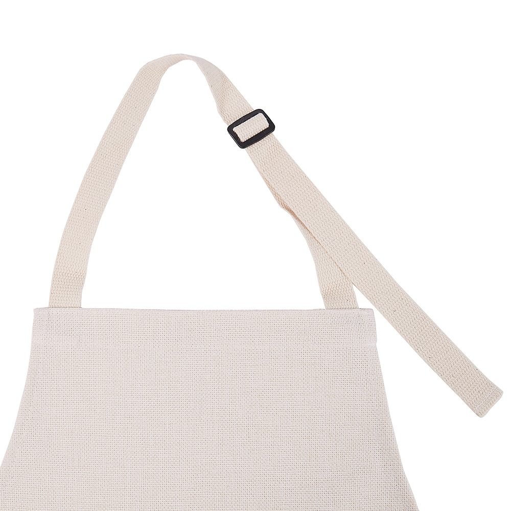 Large Pocket Adjustable 300G Cotton and Linen Kitchen Coffee Shop Halter Apron [Thermal Transfer Material]]