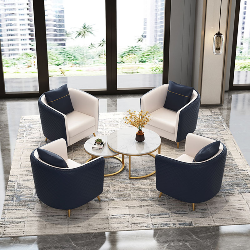 现代简约酒店会客洽谈桌椅轻奢办公商务接待沙发椅咖啡厅一桌四椅