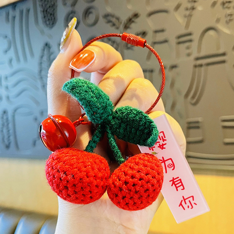 Creative Fruit Plush Wool Pendant Good Things Happen Keychain Beautiful Meaning Accessories Holiday Gift Wholesale