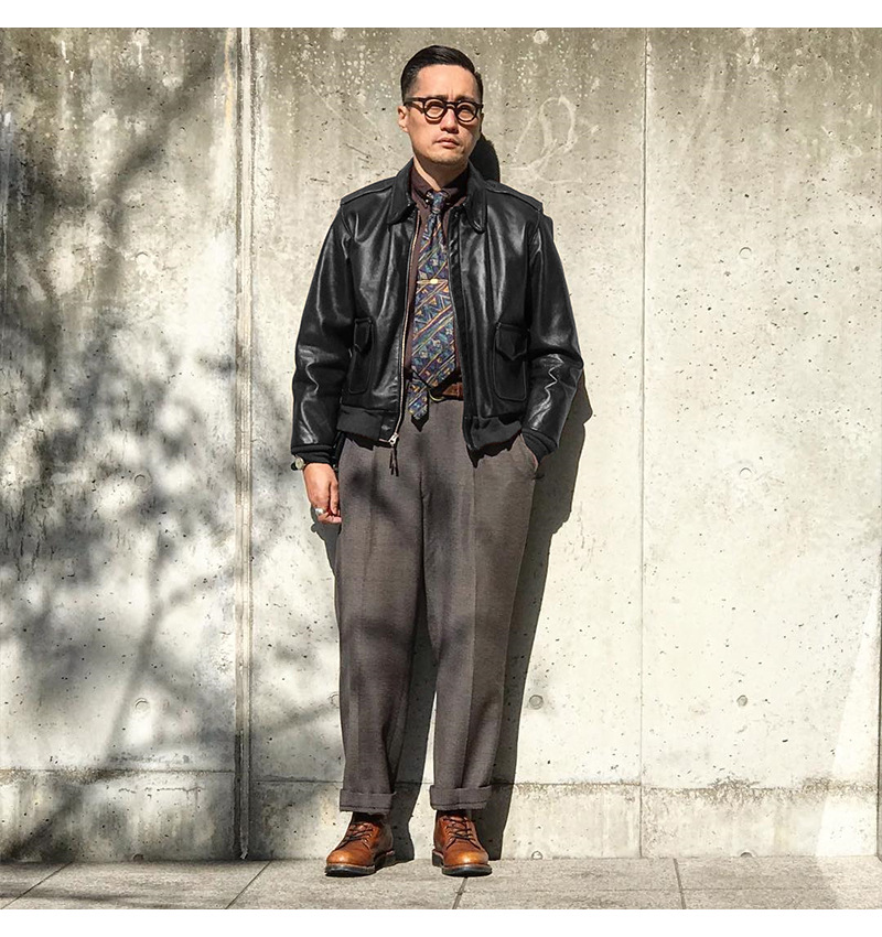 诺曼龙美式军装 a-2美国飞行员夹克皮衣复古阿美咔叽男痞帅外套潮